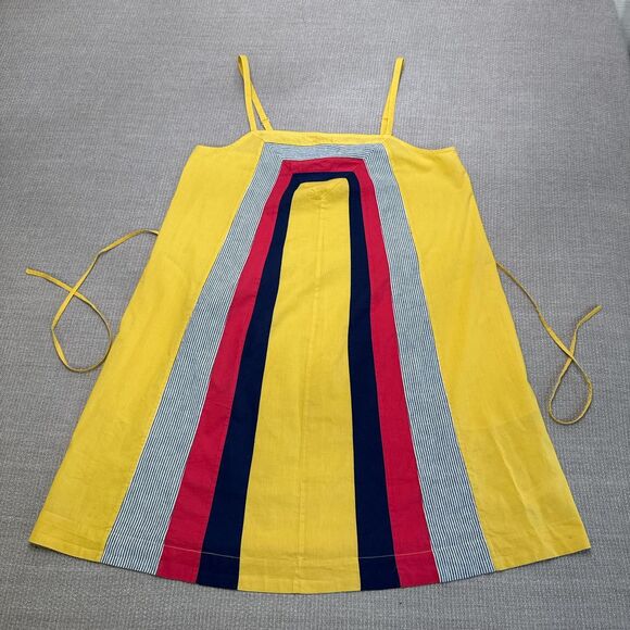 Allihop Striped yellow cotton/linen patchwork boho hippie sundress tie waist Lg - Picture 8 of 8